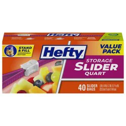 Hefty Quart Food Storage Slider Bag - 40ct: BPA-Free, Multipurpose