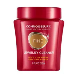 Connoisseurs Precious Jewelry Cleaner: Liquid Solution with Cleaning Brush & Dipping Basket for Gold Surfaces, 8 oz