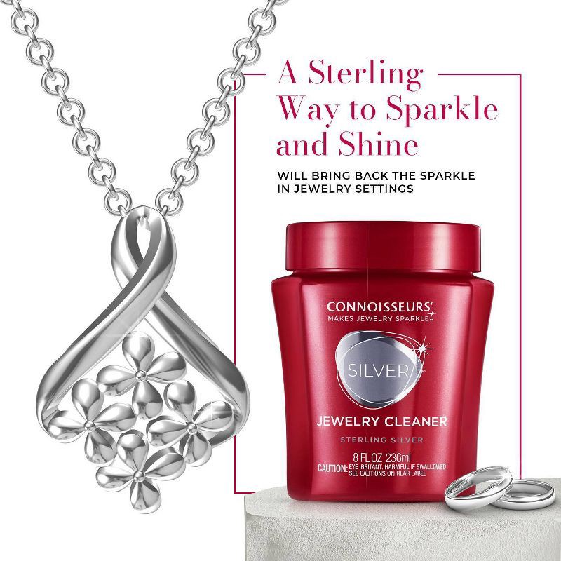 slide 6 of 10, Connoisseurs Silver Jewelry Cleaner: Liquid Solution with Dipping Basket for Silver Surfaces, 8 oz Volume, 8 oz
