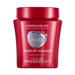 Connoisseurs Silver Jewelry Cleaner: Liquid Solution with Dipping Basket for Silver Surfaces, 8 oz Volume