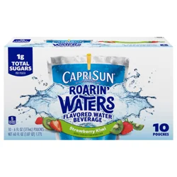 Capri Sun Roarin' Waters Strawberry Kiwi Flavored with other natural flavor Water Beverage, 10 ct Box, 6 fl oz Drink Pouches