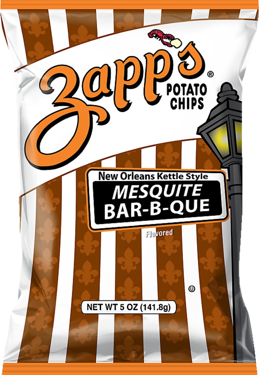 slide 1 of 9, Zapp's New Orleans Kettle Style Mesquite Bar-B-Que Flavored Potato Chips 5 oz, 5 oz