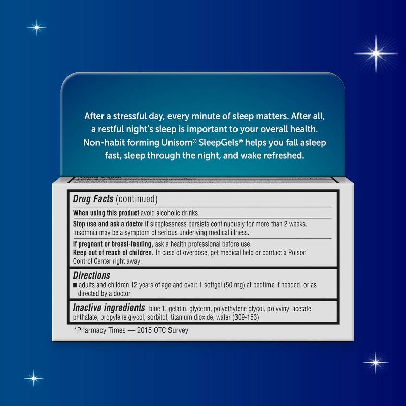 slide 2 of 7, Unisom SleepGels Nighttime Sleep-Aid SoftGels - Diphenhydramine HCl - 60ct, 60 ct