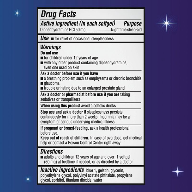 slide 5 of 7, Unisom SleepGels Nighttime Sleep-Aid SoftGels - Diphenhydramine HCl - 60ct, 60 ct