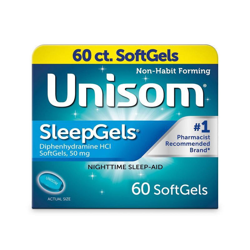 slide 1 of 7, Unisom SleepGels Nighttime Sleep-Aid SoftGels - Diphenhydramine HCl - 60ct, 60 ct