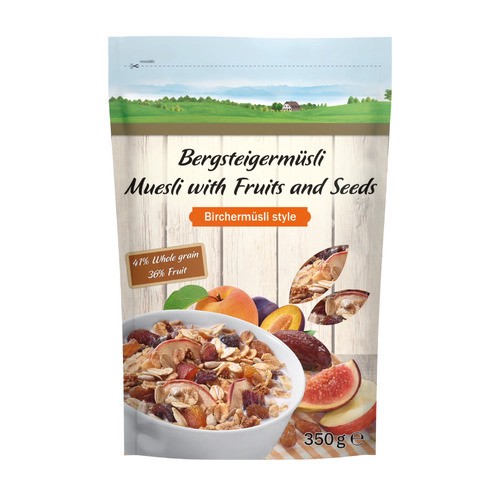 slide 1 of 1, Alpenfest bergsteigermüsli muesli with fruits and seeds, birchermüsli style, 12.3 oz