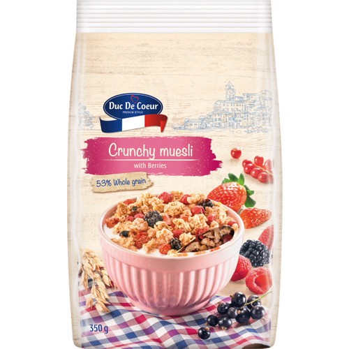 slide 1 of 1, Duc de Coeur crunchy muesli with berries, 12.3 oz