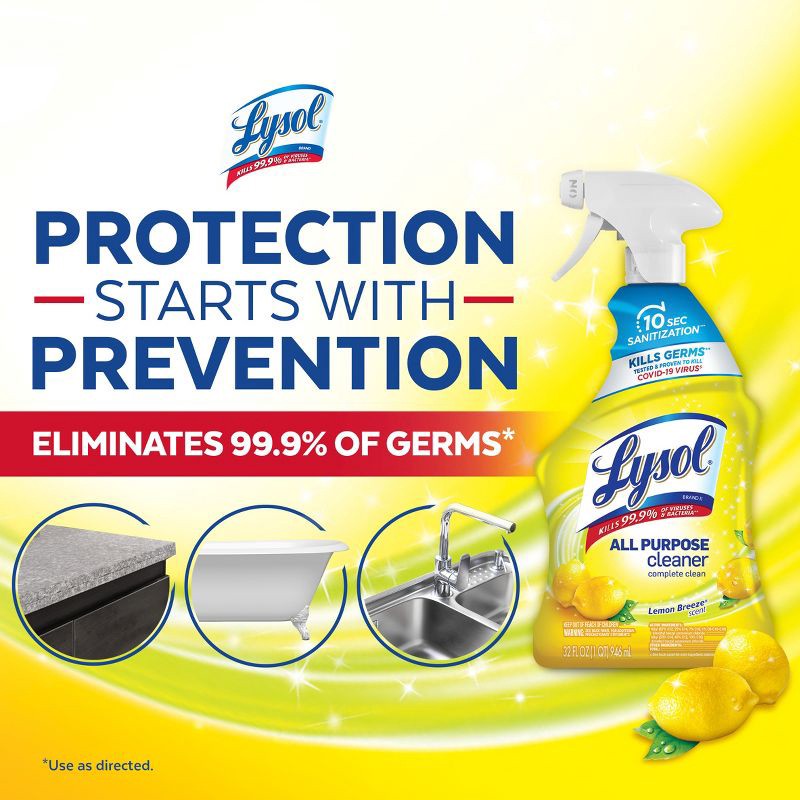 slide 5 of 7, Lysol Lemon Breeze Scented All Purpose Cleaner & Disinfectant Spray - 32 fl oz, 32 fl oz