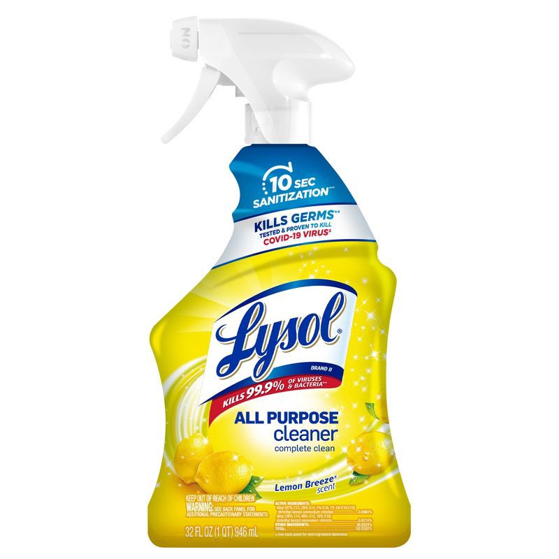 slide 1 of 7, Lysol Lemon Breeze Scented All Purpose Cleaner & Disinfectant Spray - 32 fl oz, 32 fl oz