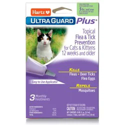 Hartz UltraGuard Plus Flea & Tick Drops for Cats - 3ct