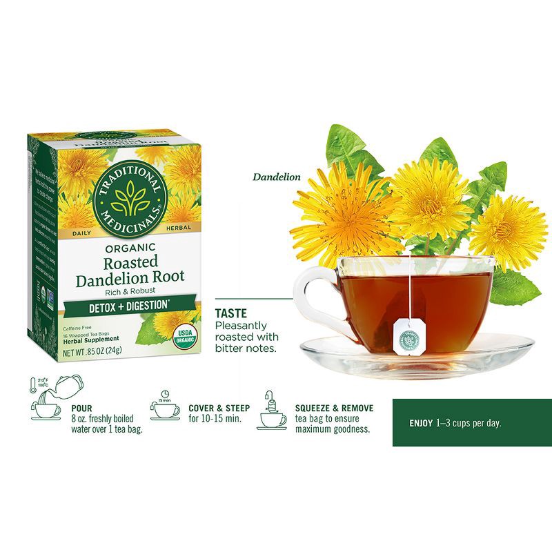 slide 8 of 14, Traditional Medicinals Organic Dandelion Herbal Tea - 16ct, 16 ct