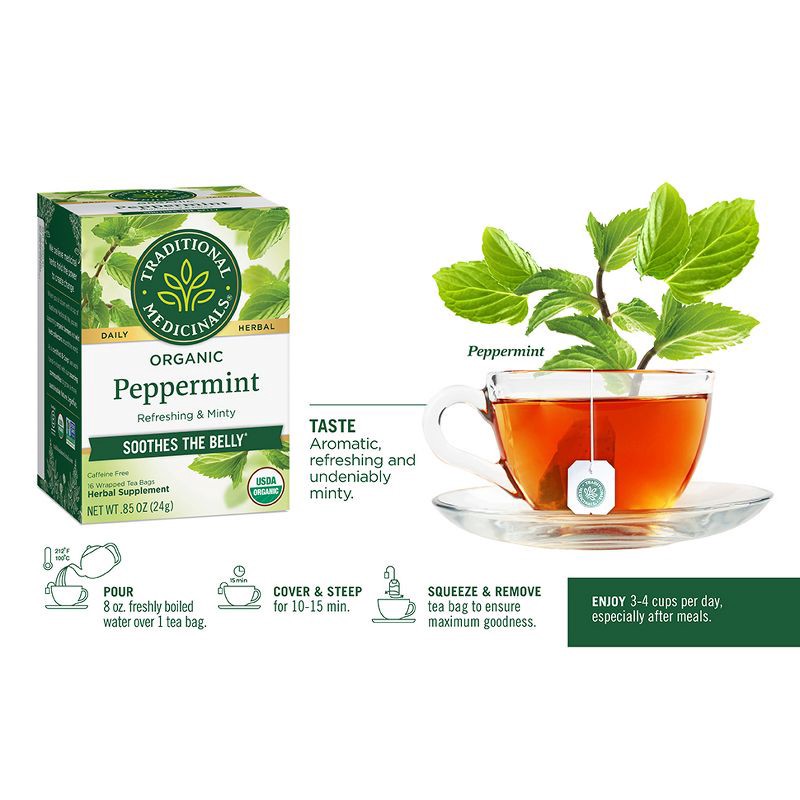 slide 10 of 14, Traditional Medicinals Organic Peppermint Herbal Tea - 16ct, 16 ct
