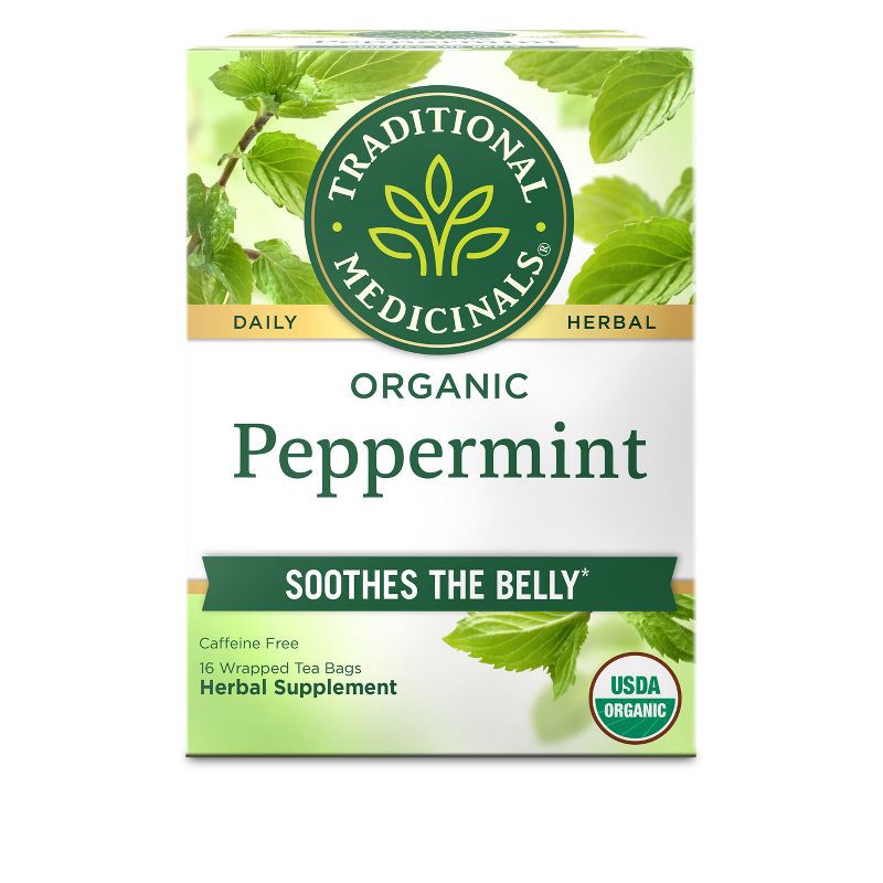 slide 1 of 14, Traditional Medicinals Organic Peppermint Herbal Tea - 16ct: Non-Caffeinated, Gluten-Free, 16 ct