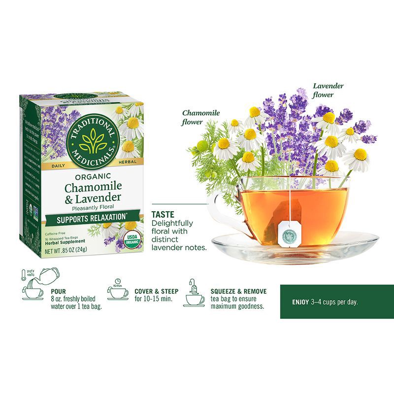 slide 10 of 13, Traditional Medicinals Organic Chamomile with Lavender Herbal Tea - 16ct, 16 ct