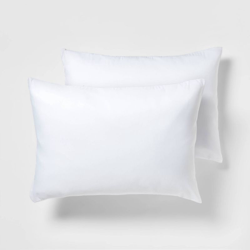 slide 1 of 4, Room Essentials™ Standard Queen Soft Zippered Machine Washable Pillow Protector- 2 Pack- White: 100% Polyester, OEKO-TEX Certified, 2 ct