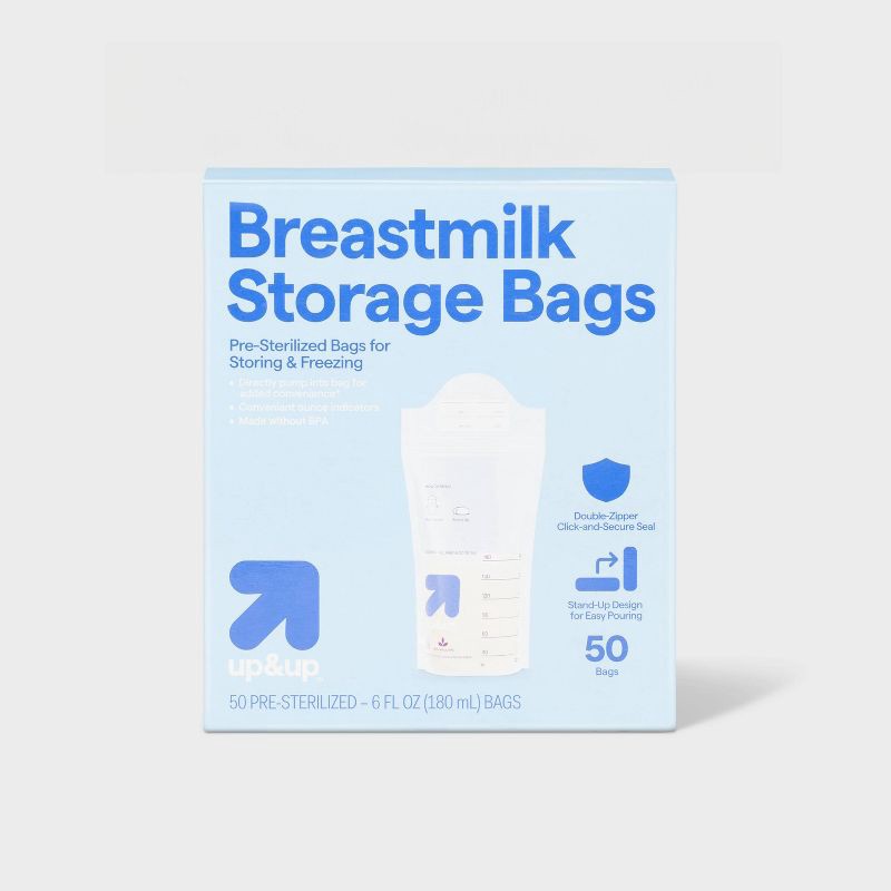 slide 1 of 6, Breast Milk Storage Bags - 50ct - up&up™, 50 ct