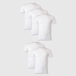 Hanes Premium Hanes Men's Premium 5pk Slim Fit Crew Neck T-Shirt - White L: Cotton-Polyester Blend, Tagless, Short Sleeve, Pullover Style