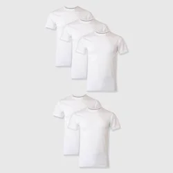 Hanes Premium Hanes Men's Premium 5pk Slim Fit Crew Neck T-Shirt - White XL: Cotton-Polyester Blend, Tagless, Short Sleeve, Pullover