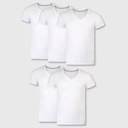 Hanes Premium Men's Slim Fit V Neck T-Shirt 5pk - White S: Cotton-Polyester Blend, Tagless, Short Sleeve