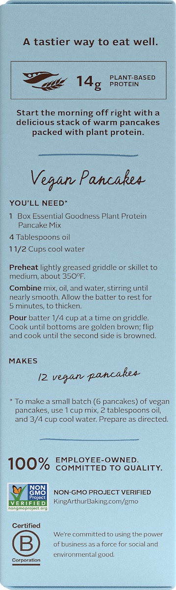 slide 5 of 7, King Arthur Baking Essential Goodness Plant Protein Pancake Mix 16 oz, 16 oz