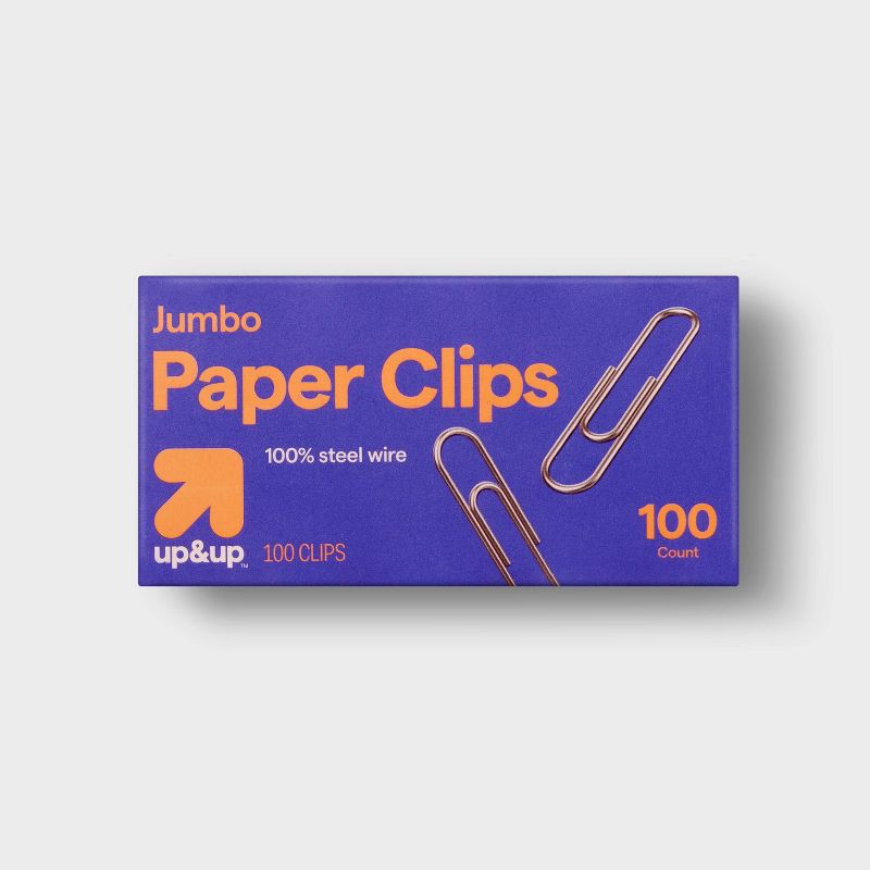 slide 3 of 3, 100ct Jumbo Paper Clips - up&up™: Silver Office Supplies, 1.75" Height, 100 Pack, 100 ct
