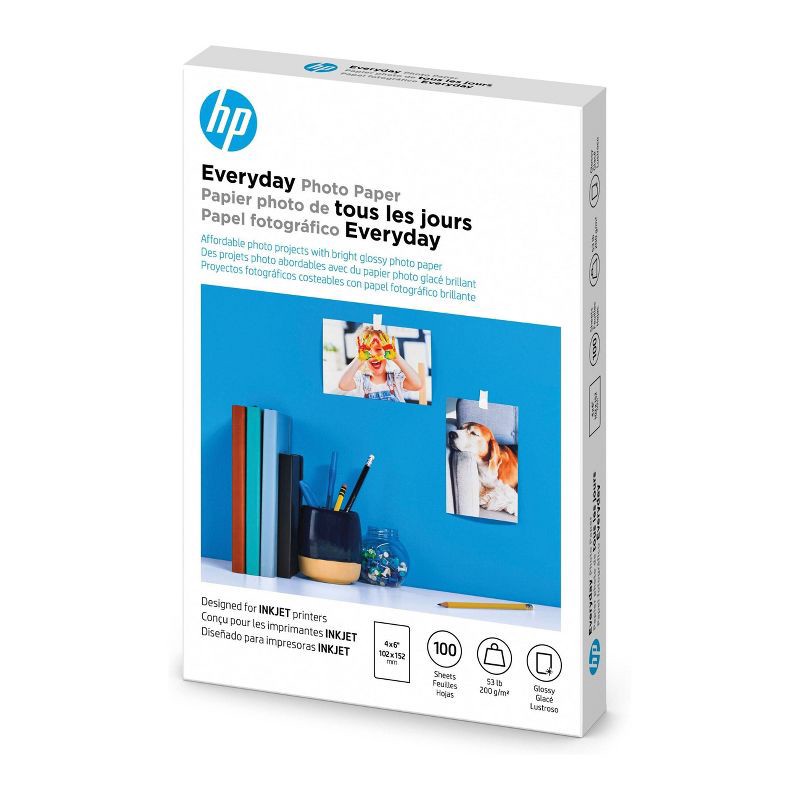slide 2 of 3, HP Inc. HP 4x6 100ct Everyday Glossy Photo Paper - CR759A, 100 ct
