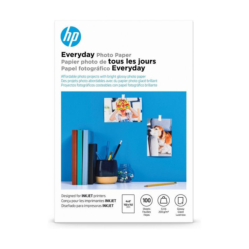 slide 1 of 3, HP Inc. HP 4x6 100ct Everyday Glossy Photo Paper - CR759A, 100 ct