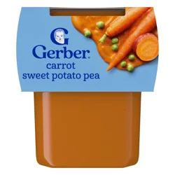 Gerber Non-GMO Baby Food Stage 2 Carrot Sweet Potato Pea Puree Tub - 4oz/2ct