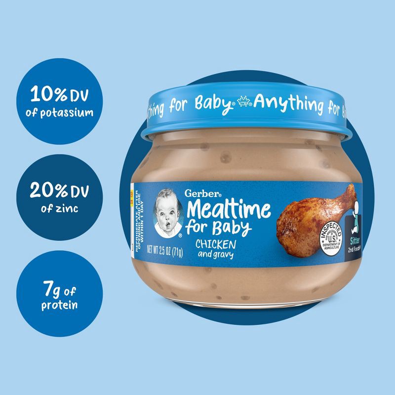 slide 7 of 19, Gerber Baby Food Stage 2 Chicken & Gravy- 2.5oz, 2.5 oz