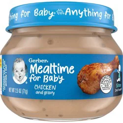 Gerber Baby Food Stage 2 Chicken & Gravy- 2.5oz: For Ages 6 Months and Up, Pureed, No Artificial Colors, No Artificial Flavors