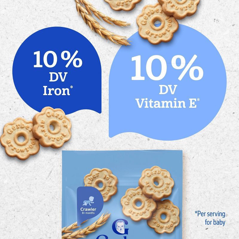 slide 4 of 9, Gerber Baby Food for 8 Months - 1 Year Old Arrowroot Cookies Baby Snack- 5.5oz​, 5.5 oz