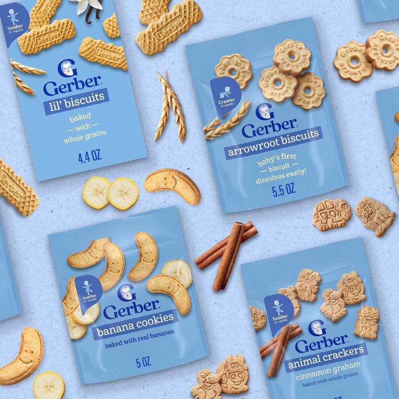 slide 7 of 9, Gerber Baby Food for 8 Months - 1 Year Old Arrowroot Cookies Baby Snack- 5.5oz​, 5.5 oz