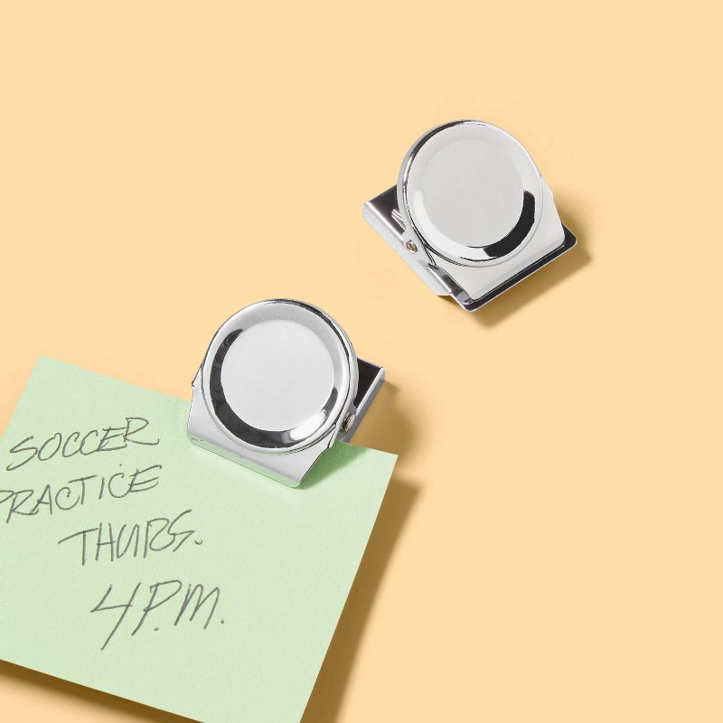 slide 2 of 6, 2ct Magnetic Clips Silver - up&up™: Fridge Magnet Clips, Metal, Black & Silver, 1.45" Height, 2 Pack, 2 ct