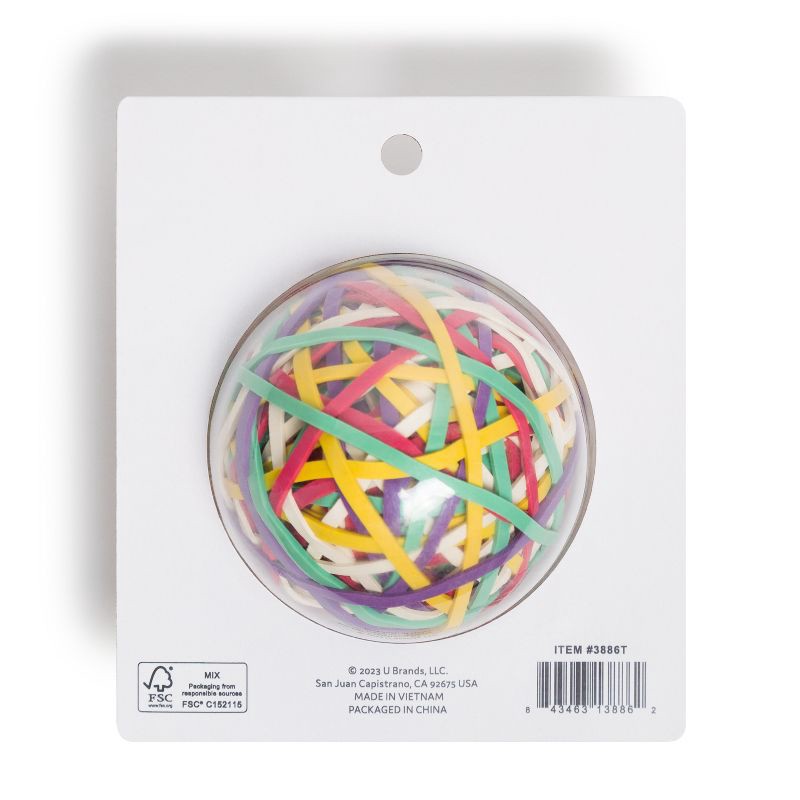 slide 2 of 5, U Brands 5.6oz Rubber Band Ball Assorted Colors: Multicolored Office Stationery, 4.5" Clips & Fasteners, Rubber Material, 5.6 oz