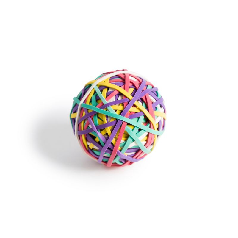 slide 5 of 5, U Brands 5.6oz Rubber Band Ball Assorted Colors: Multicolored Office Stationery, 4.5" Clips & Fasteners, Rubber Material, 5.6 oz