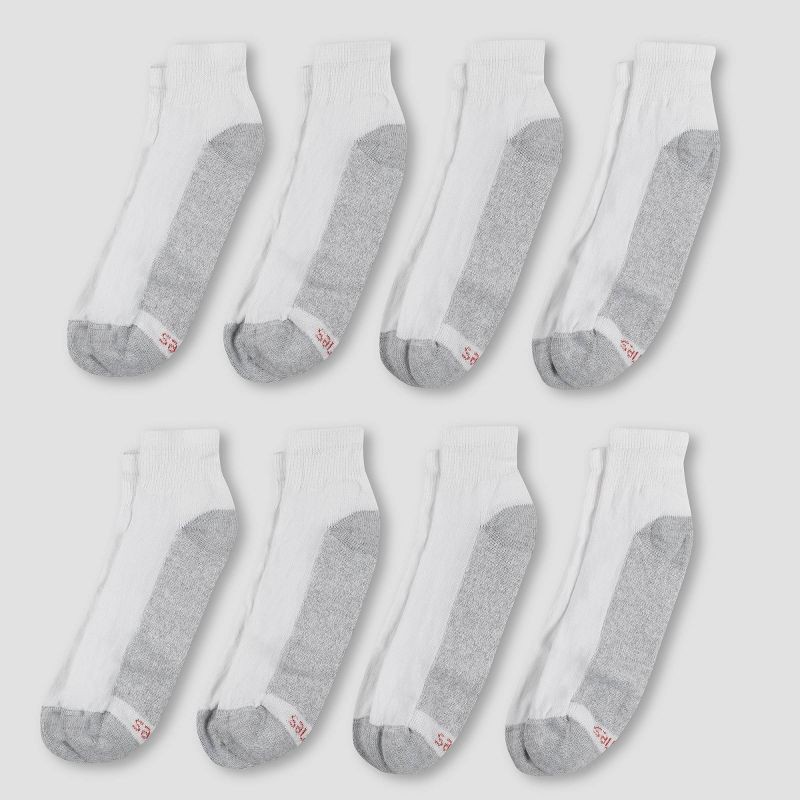 slide 2 of 3, Hanes Men's Ankle Socks with FreshIQ 8pk - White 6-12: Moisture Wicking, Reinforced Heel & Toe, 8 ct