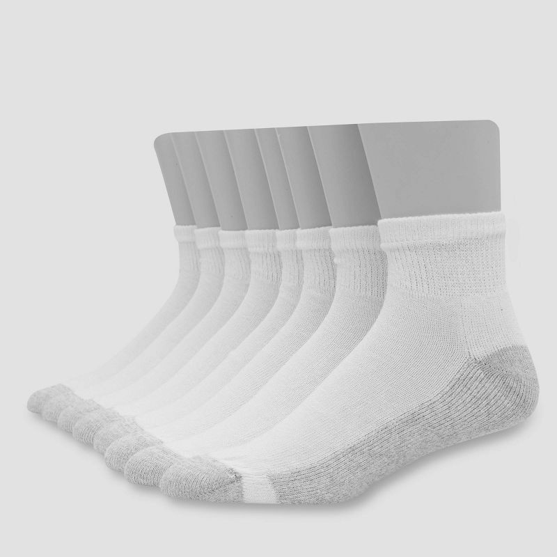 slide 1 of 3, Hanes Men's Ankle Socks with FreshIQ 8pk - White 6-12: Moisture Wicking, Reinforced Heel & Toe, 8 ct