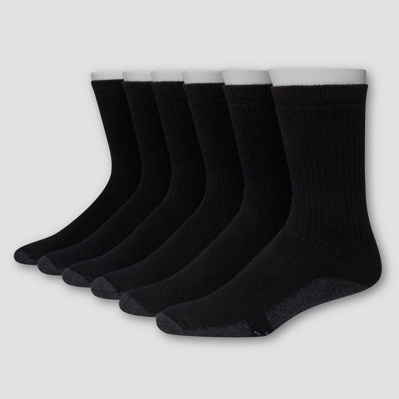 slide 1 of 3, Hanes Premium Men's X-Temp Ultra Cushion Crew Socks 6pk - Black 6-12: Breathable, Cushioned Sole, Reinforced Heel & Toe, 6 ct