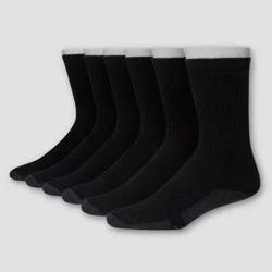 Hanes Premium Men's X-Temp Ultra Cushion Crew Socks 6pk - Black 6-12: Breathable, Cushioned Sole, Reinforced Heel & Toe
