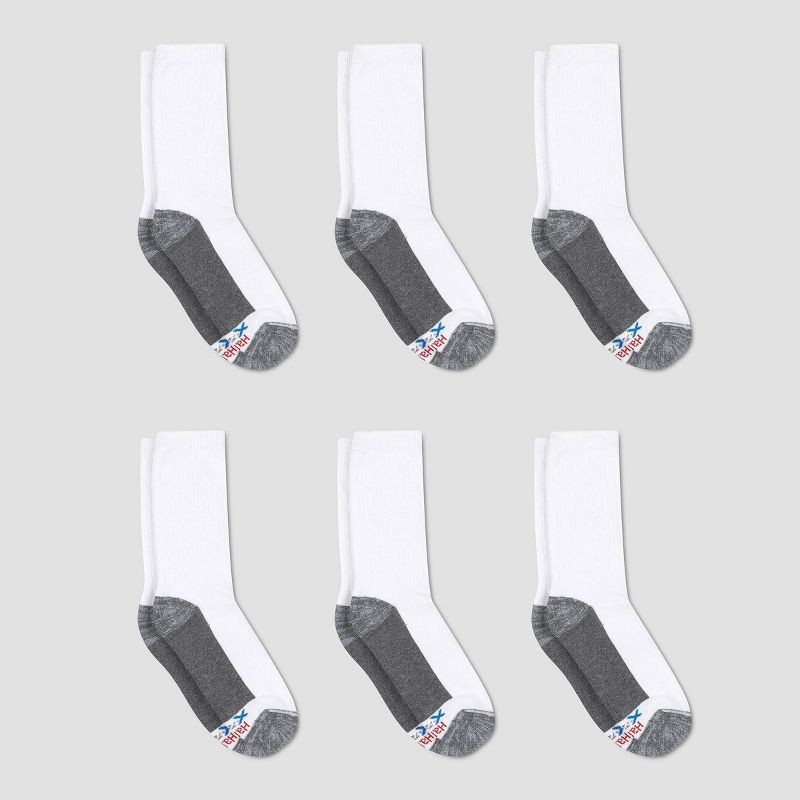 slide 2 of 3, Hanes Premium Men's X-Temp Ultra Cushion Crew Socks 6pk - White 6-12: Breathable, Midweight, Reinforced Toe, 6 ct