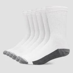 Hanes Premium Men's X-Temp Ultra Cushion Crew Socks 6pk - White 6-12: Breathable, Midweight, Reinforced Toe