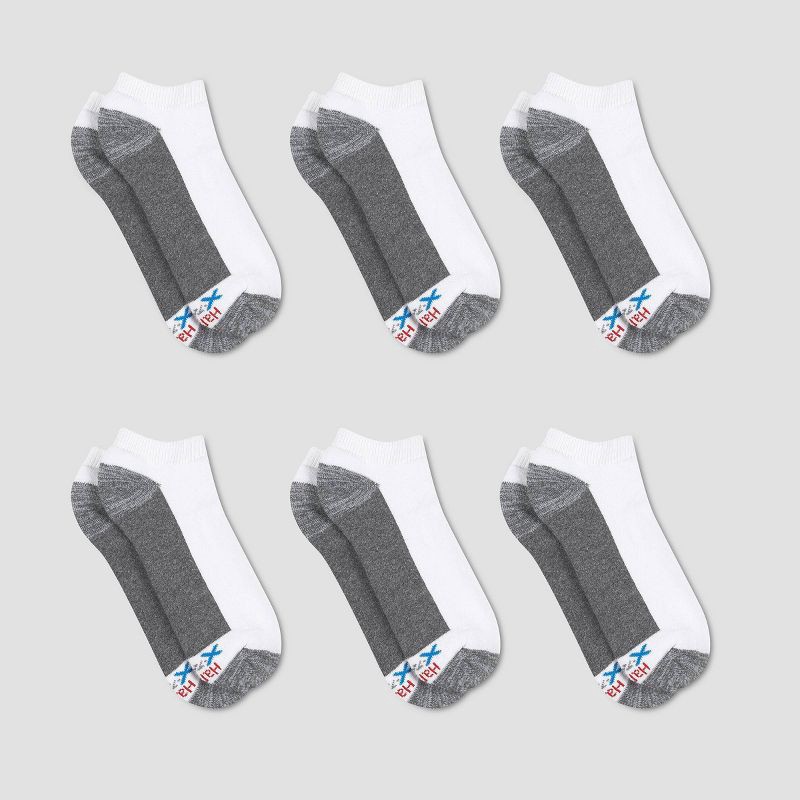 slide 2 of 3, Hanes Premium Men's X-Temp Ultra Cushion Low Cut Socks 6pk - White 6-12: Breathable, Cushioned, Reinforced, 6 ct