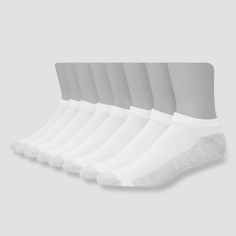 slide 1 of 3, Men's Hanes Low Cut Socks with FreshIQ 8pk - White 6-12: Moisture Wicking, Reinforced Heel & Toe, 8 ct