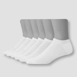 Hanes Premium Men's X-Temp Performance Lightweight No Show Socks 6pk - White 6-12: Cushioned, Reinforced Heel & Toe