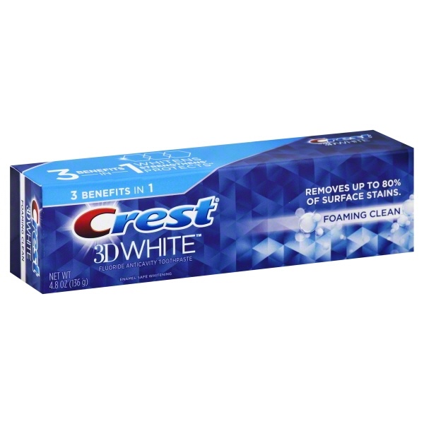 slide 1 of 1, Crest Toothpaste 3D White Foaming Clean, 4.8 oz