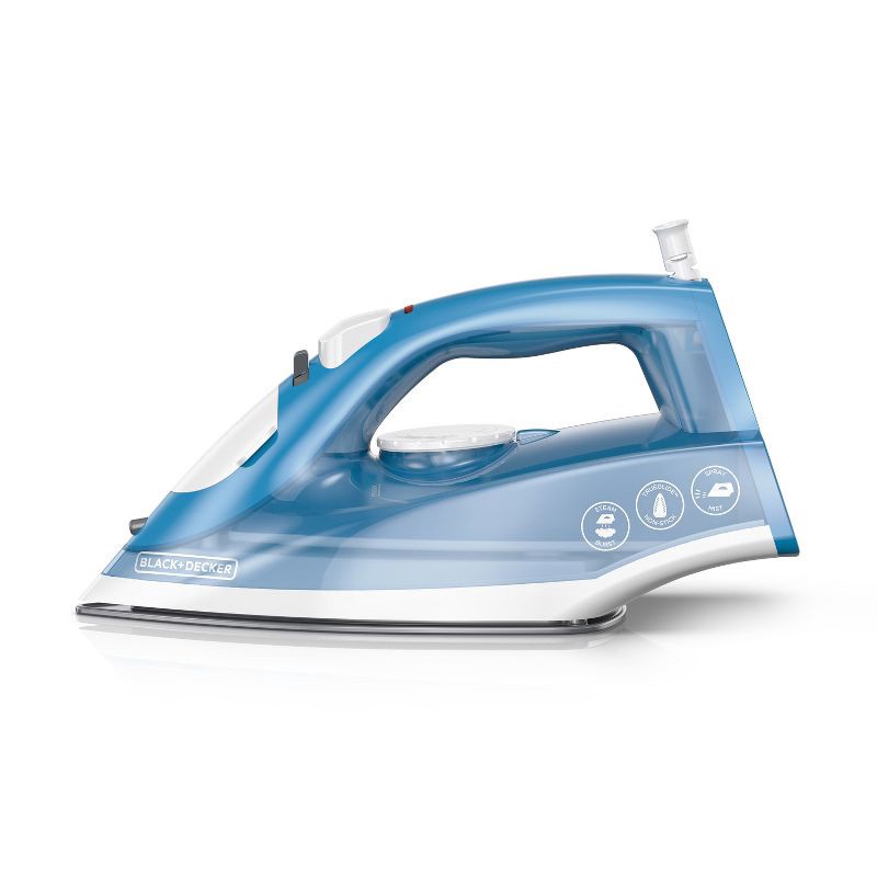 slide 3 of 6, BLACK+DECKER Steam Iron - White: Nonstick Soleplate, Variable Steam, 1200W, Pivoting Cord, 2-Year Warranty, 8ft Cord Length, 8 ft