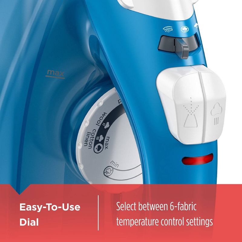 slide 3 of 7, BLACK+DECKER Steam Iron - White: Nonstick Soleplate, Variable Steam, 1200W, Pivoting Cord, 2-Year Warranty, 8ft Cord Length, 8 ft