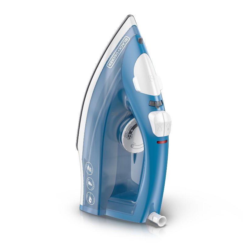 slide 5 of 6, BLACK+DECKER Steam Iron - White: Nonstick Soleplate, Variable Steam, 1200W, Pivoting Cord, 2-Year Warranty, 8ft Cord Length, 8 ft