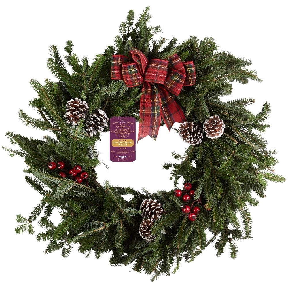 slide 1 of 1, BLOOM HAUS 28 Inch Premium Outdoor Holiday Wreath, 1 ct