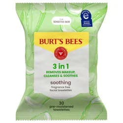 Burt's Bees Facial Cleansing Towelettes Unscented Makeup Remover Wipes - 30ct